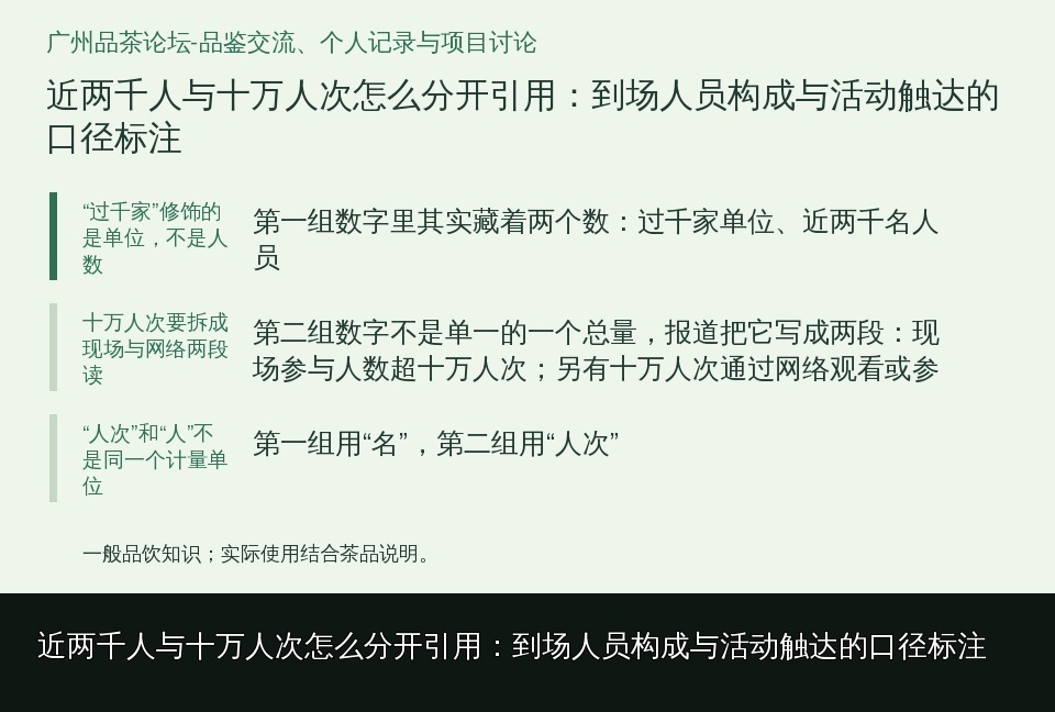 近两千人与十万人次怎么分开引用：到场人员构成与活动触达的口径标注的知识要点示意图